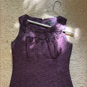 Purple Sleeveless Dress with Embellished Neckline